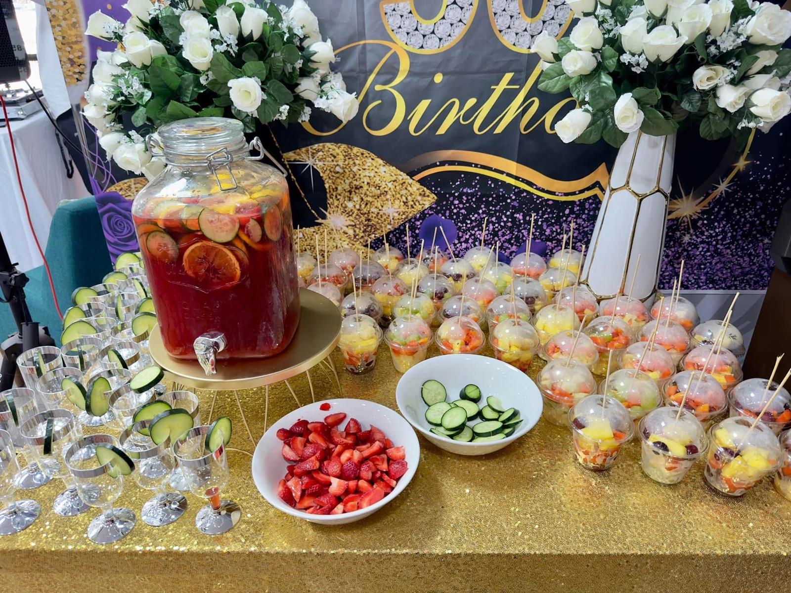 Catering spread of African soups and dishes for events